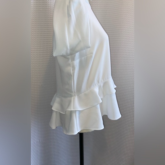 Women’s Zara white long sleeves blouse with ruffled hem size Large - Picture 7 of 12